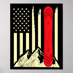 Snowboarding Skiing Snowboard American Flag Snowbo Poster