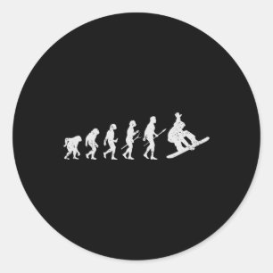 Snowboarding Skiing Snowboarder Winter Funny Evolu Classic Round Sticker