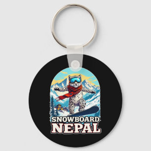 Snowboarding Snow Leopard Adventure In Nepal  Key Ring