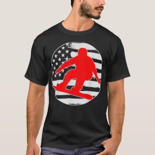 Snowboarding Snowboard American USA Flag 4th Of Ju T-Shirt