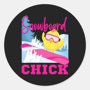 Snowboarding Snowboard Chicken Chick Snowboard Chi Classic Round Sticker
