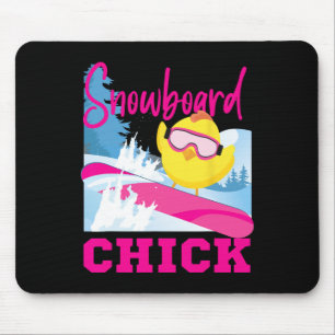 Snowboarding Snowboard Chicken Chick Snowboard Chi Mouse Pad