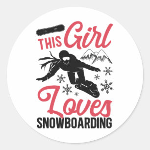 Snowboarding Snowboard Girl Classic Round Sticker