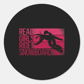 Snowboarding Snowboard Girl Ride  Classic Round Sticker