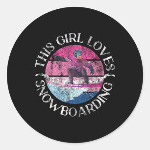 Snowboarding Snowboard Girl Vintage Retro This Gir Classic Round Sticker