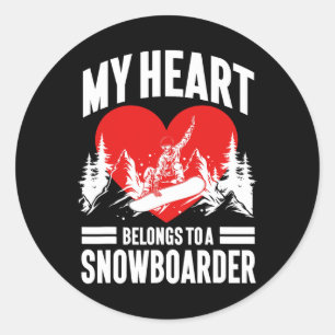 Snowboarding Snowboard Girlfriend Wife My Heart Be Classic Round Sticker
