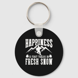 Snowboarding Snowboard Happiness Is First Tracks I Key Ring