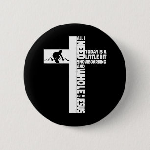 Snowboarding Snowboard Jesus Faith Cross Christian 6 Cm Round Badge