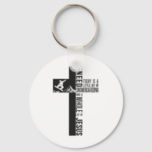 Snowboarding Snowboard Jesus Faith Cross Key Ring