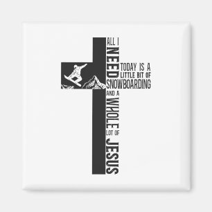 Snowboarding Snowboard Jesus Faith Cross  Magnet