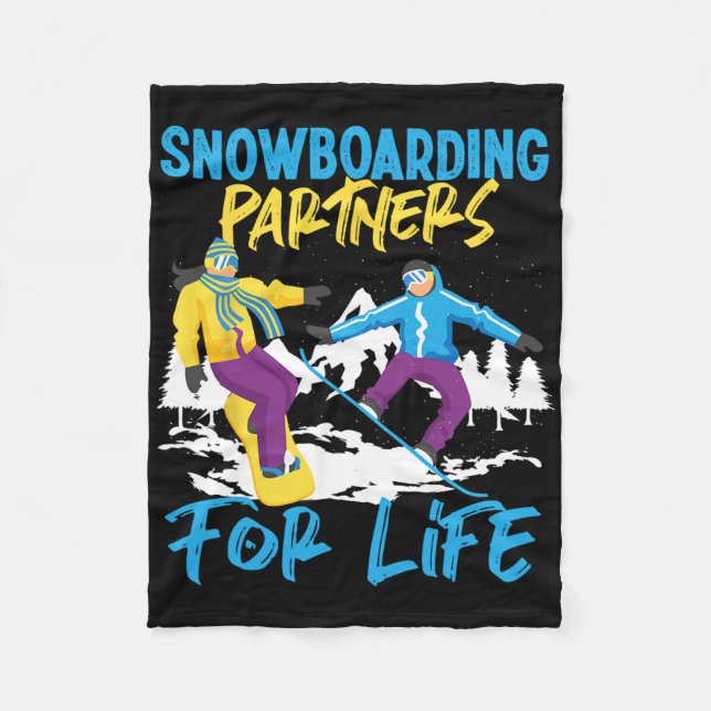 Snowboarding Snowboard Marriage Wife Husband Snowb Fleece Blanket (Front)