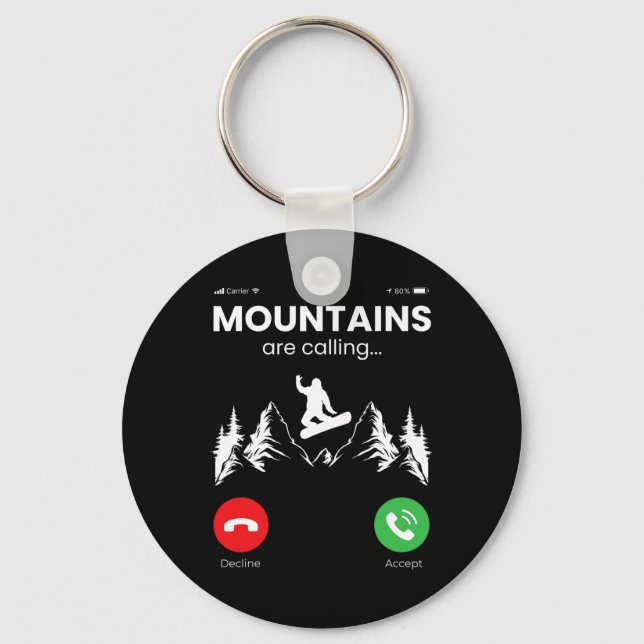 Snowboarding Snowboard Mobile Phone Display Mounta Key Ring (Front)