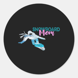 Snowboarding Snowboard Mum Crown Snowboarder Winte Classic Round Sticker