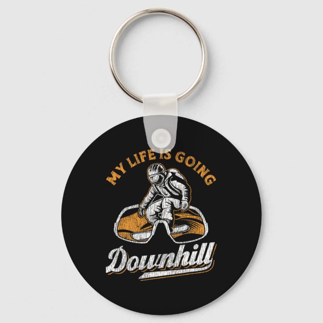 Snowboarding Snowboard My Life Is Going Downhill  Key Ring (Front)