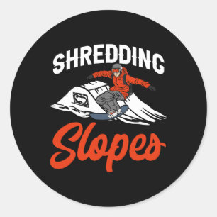 Snowboarding Snowboard Outfit Shredding Slopes Sno Classic Round Sticker