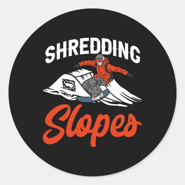 Snowboarding Snowboard Outfit Shredding Slopes Sno Classic Round Sticker (Front)