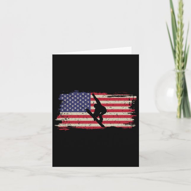 Snowboarding Snowboard Patriotic Vintage American  Card (Front)