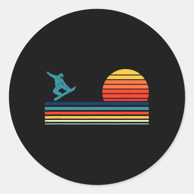 Snowboarding Snowboard Retro 1  Classic Round Sticker (Front)