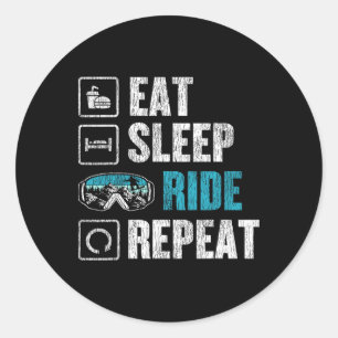 Snowboarding Snowboard Ride Eat Sleep Ride Repeat  Classic Round Sticker