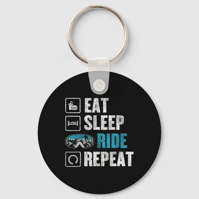 Snowboarding Snowboard Ride Eat Sleep Ride Repeat  Key Ring (Front)