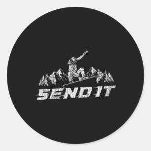 Snowboarding Snowboard Send It  Classic Round Sticker