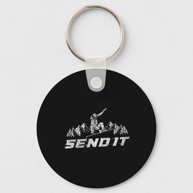 Snowboarding Snowboard Send It  Key Ring (Front)