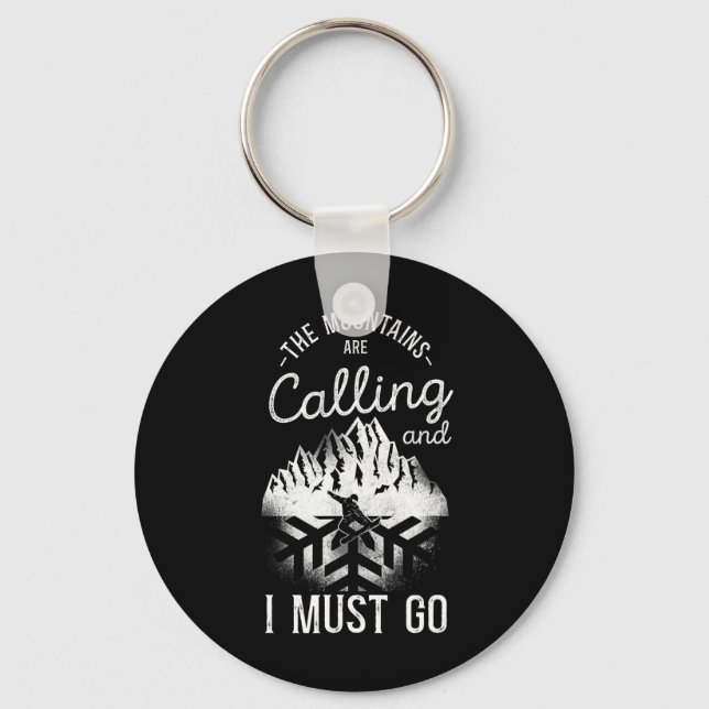 Snowboarding Snowboard Ski Skiing Mountain Snowfla Key Ring (Front)