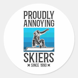 Snowboarding Snowboard Ski Skiing Retro Classic Round Sticker
