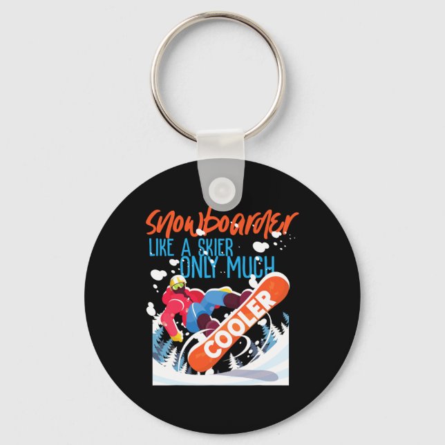 Snowboarding Snowboard Snowboarder Like A Skier On Key Ring (Front)