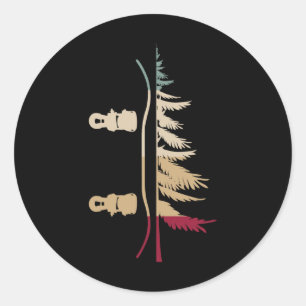 Snowboarding Snowboard Tree Snowboarder Retro  Classic Round Sticker