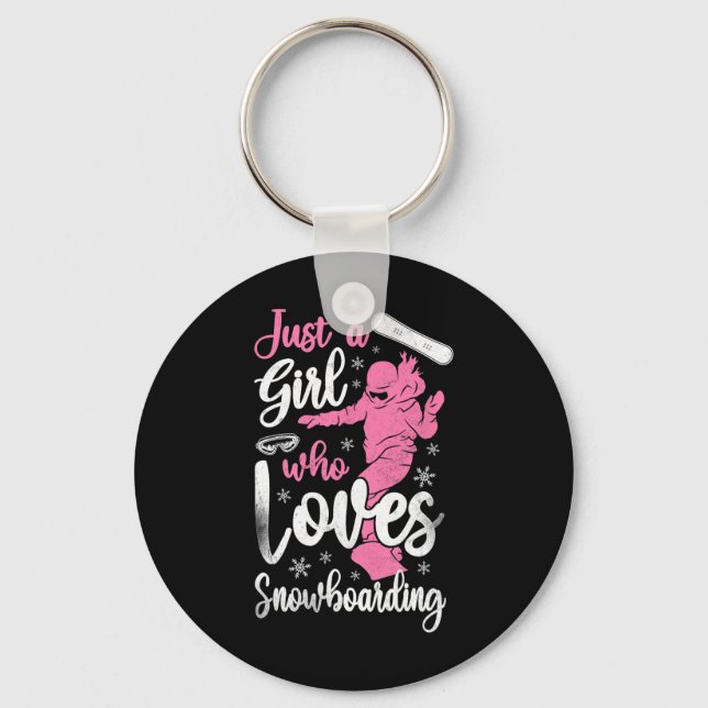 Snowboarding Snowboard Vintage Girl 2  Key Ring (Front)