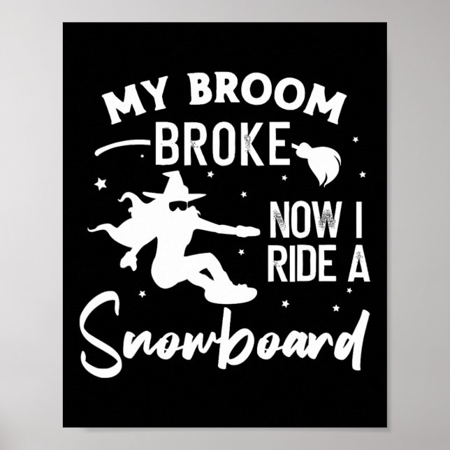 Snowboarding Snowboard Vintage Halloween Witch  Poster (Front)