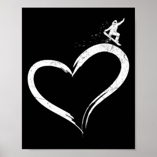 Snowboarding Snowboard Vintage Heart  Poster