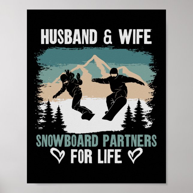 Snowboarding Snowboard Vintage Husnd Wife Marriage Poster (Front)