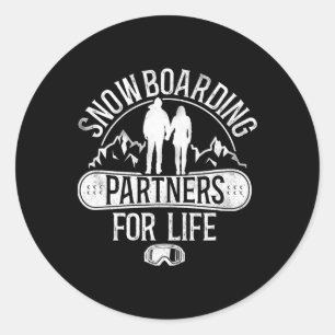Snowboarding Snowboard Vintage Marriage Classic Round Sticker