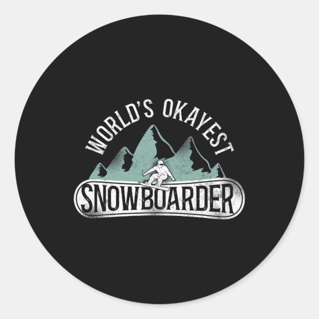 Snowboarding Snowboard Vintage Mountain 2  Classic Round Sticker (Front)