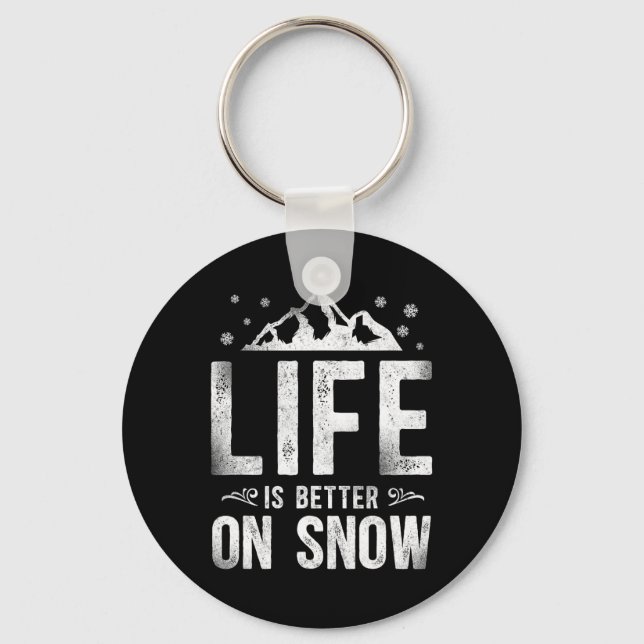 Snowboarding Snowboard Vintage Mountain Ski Skiing Key Ring (Front)