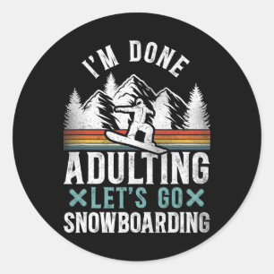 Snowboarding Snowboard Vintage Retro 12  Classic Round Sticker