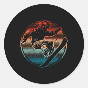 Snowboarding Snowboard Vintage Retro 6  Classic Round Sticker