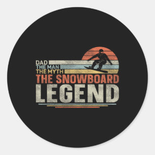 Snowboarding Snowboard Vintage Retro Dad 1  Classic Round Sticker