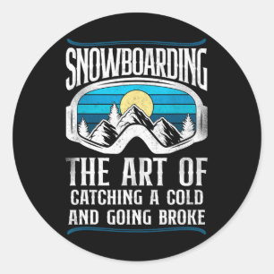 Snowboarding Snowboard Vintage Retro Goggles  Classic Round Sticker