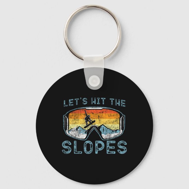 Snowboarding Snowboard Vintage Retro Goggles Let's Key Ring (Front)