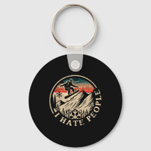 Snowboarding Snowboard Vintage Retro I Hate People Key Ring