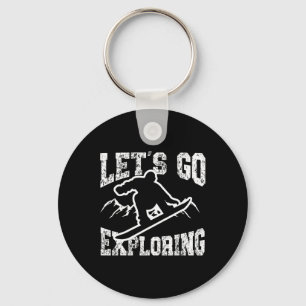 Snowboarding Snowboard Vintage Retro Let's Go Expl Key Ring
