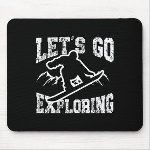 Snowboarding Snowboard Vintage Retro Let's Go Expl Mouse Pad