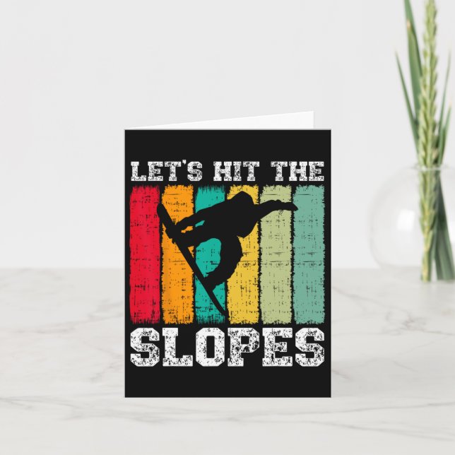 Snowboarding Snowboard Vintage Retro Let's Hit The Card (Front)