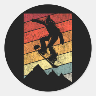 Snowboarding Snowboard Vintage Retro Mountain 1  Classic Round Sticker