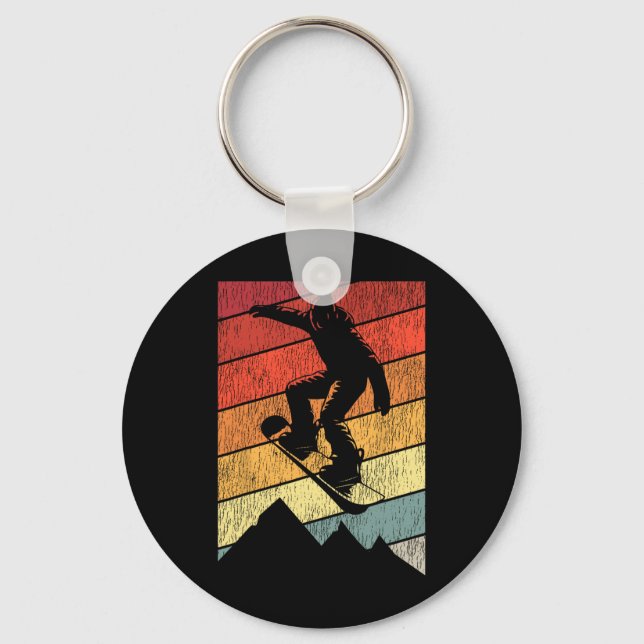 Snowboarding Snowboard Vintage Retro Mountain 1  Key Ring (Front)