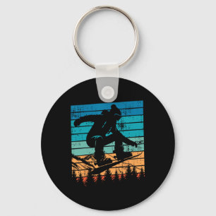 Snowboarding Snowboard Vintage Retro Mountain Key Ring