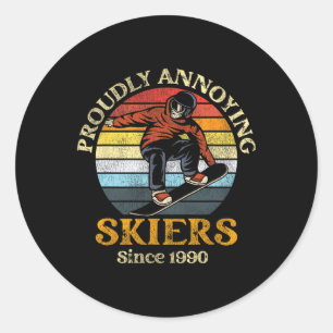 Snowboarding Snowboard Vintage Retro Proudly Annoy Classic Round Sticker